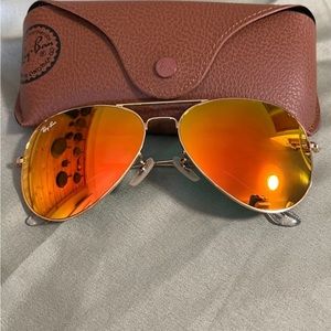 Ray-Ban Aviator Sunglasses RB3025 55-14mm Gold frame/Orange Flash Lens